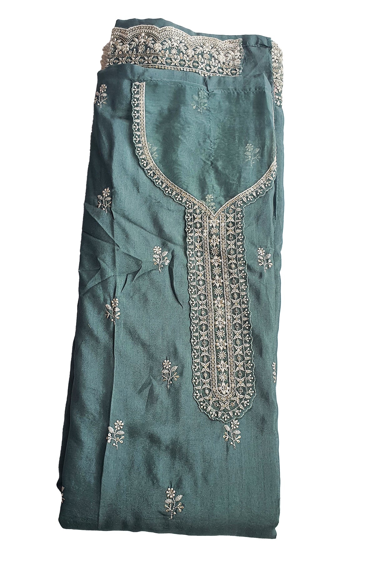 Sea Green Dola Silk Embroidered Suit Set