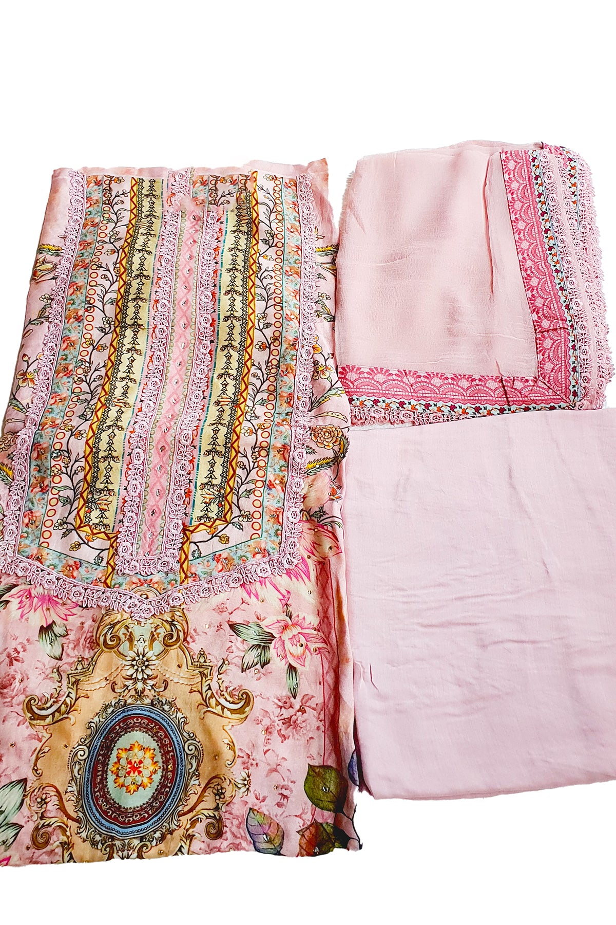 Pink Muslin Cotton Printed Suit Set