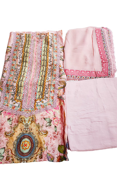 Pink Muslin Cotton Printed Suit Set