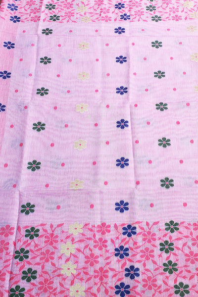 Pink Organza Silk Floral Printed Saree
