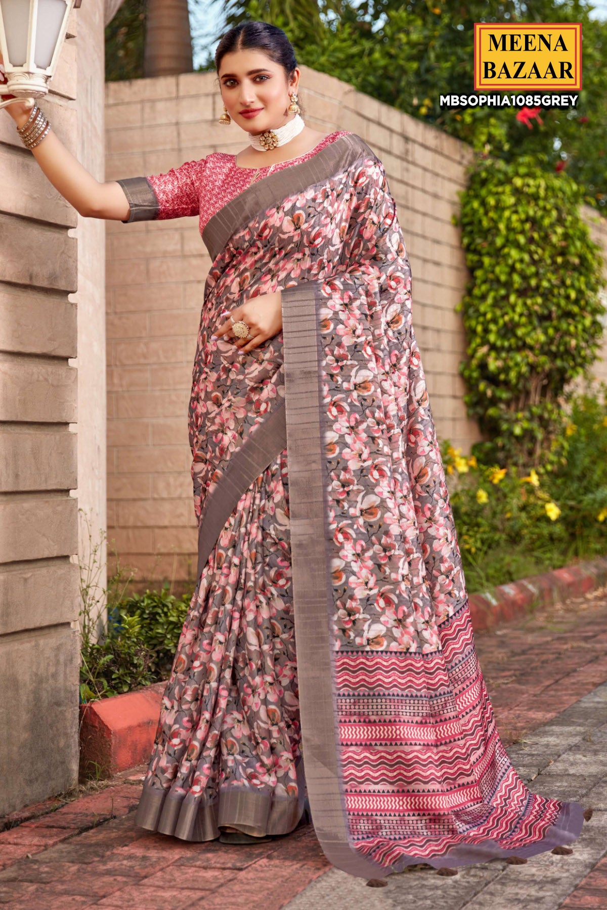 Tussar Blended Cotton Floral Printed Saree