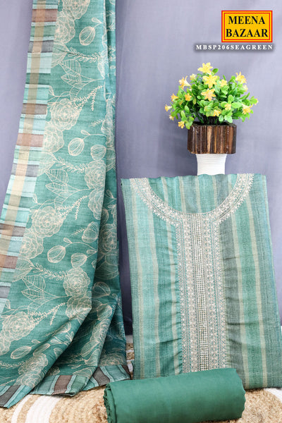 Sea Green Modal Silk Sequins and Zari Embroidered Suit Set