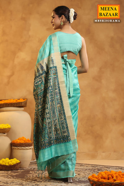 Rama Cotton SIlk Printed Saree