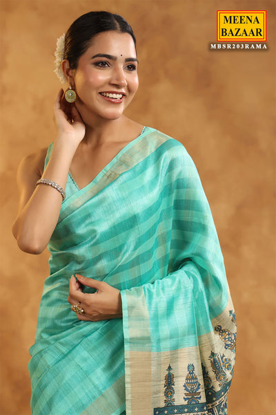 Rama Cotton SIlk Printed Saree