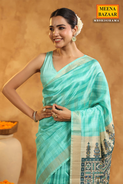 Rama Cotton SIlk Printed Saree