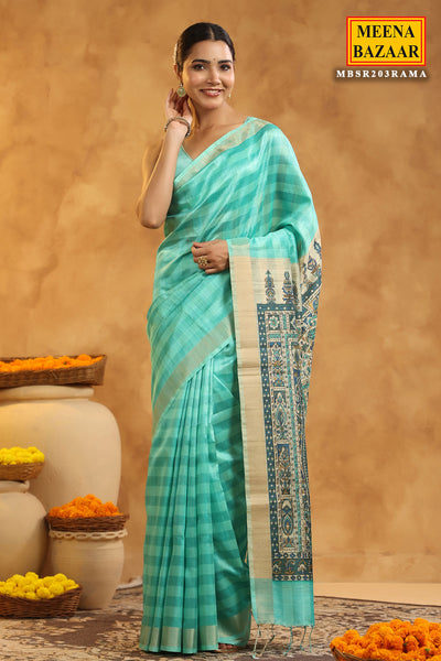 Rama Cotton SIlk Printed Saree