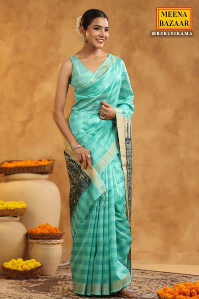 Rama Cotton SIlk Printed Saree