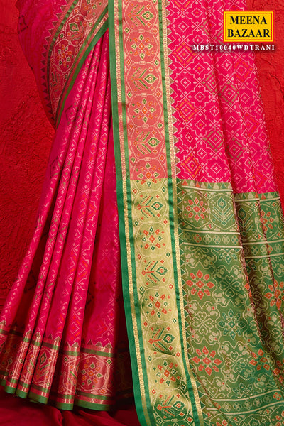 Rani Silk Blend Multi Colored Zari Woven Saree