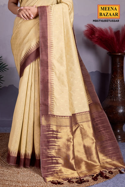 Tussar Organza Saree With Zari Woven Motifs Print