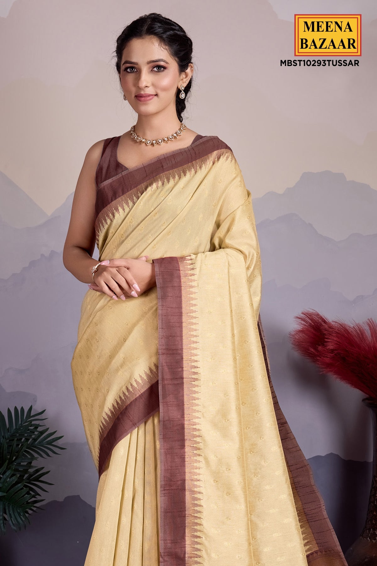 Tussar Organza Saree With Zari Woven Motifs Print