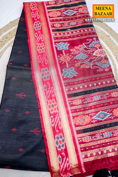 Black Soft Silk Saree – Minimal Zari Elegance