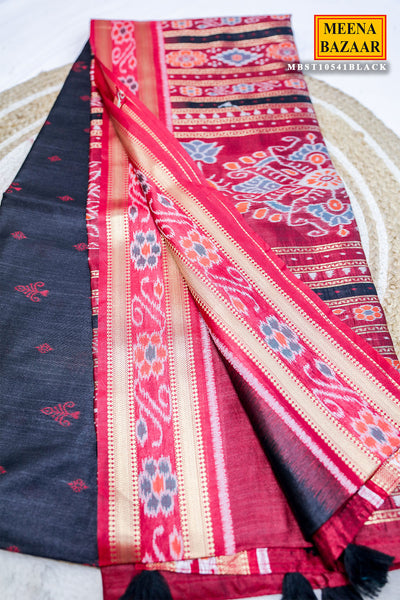 Black Soft Silk Saree – Minimal Zari Elegance