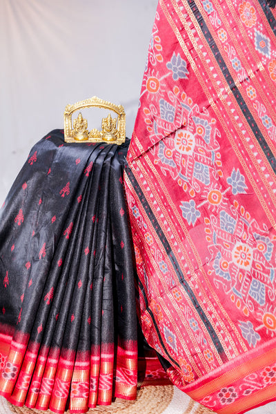 Black Soft Silk Saree – Minimal Zari Elegance