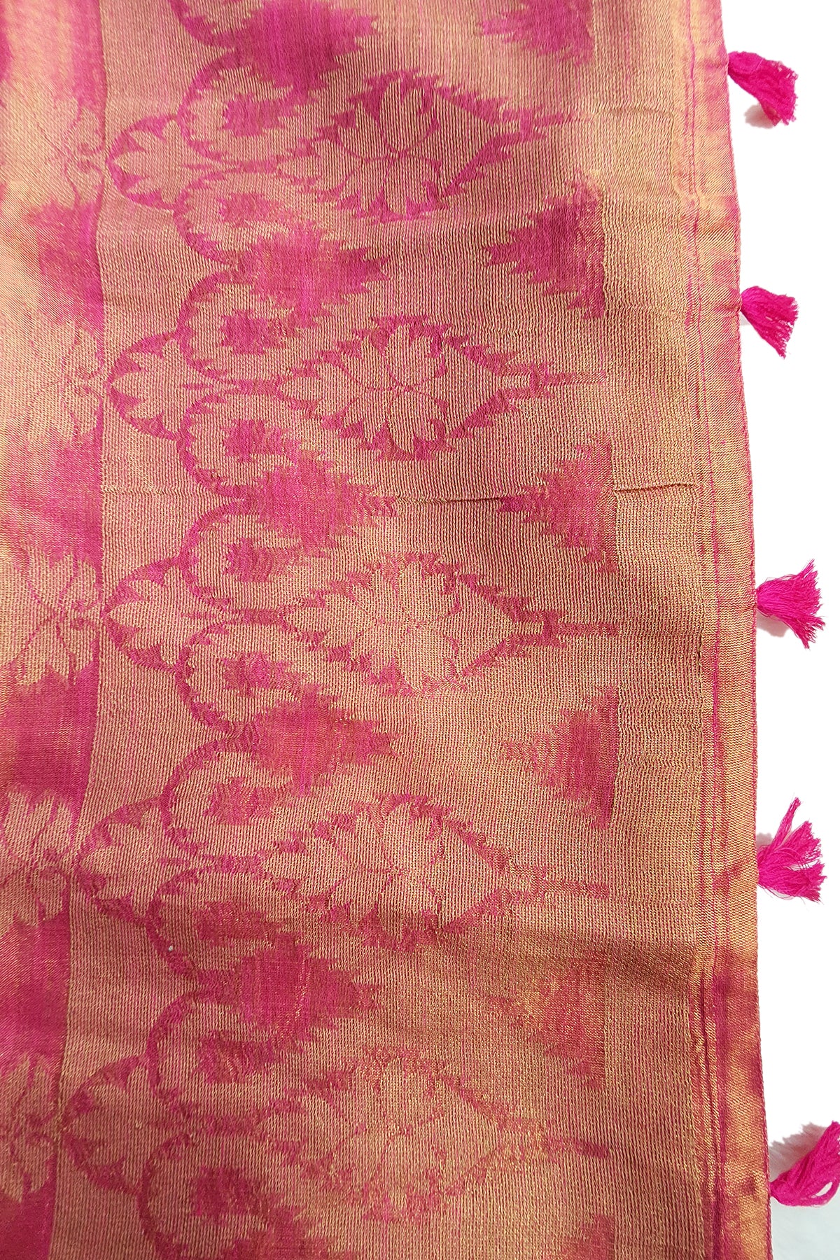 Rani Cotton Organza Zari Weaving Saree