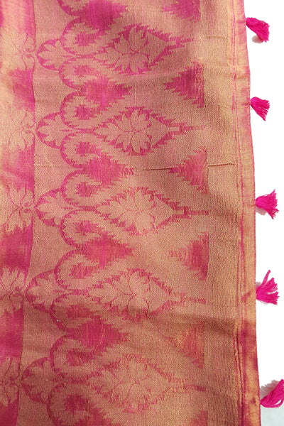 Rani Cotton Organza Zari Weaving Saree