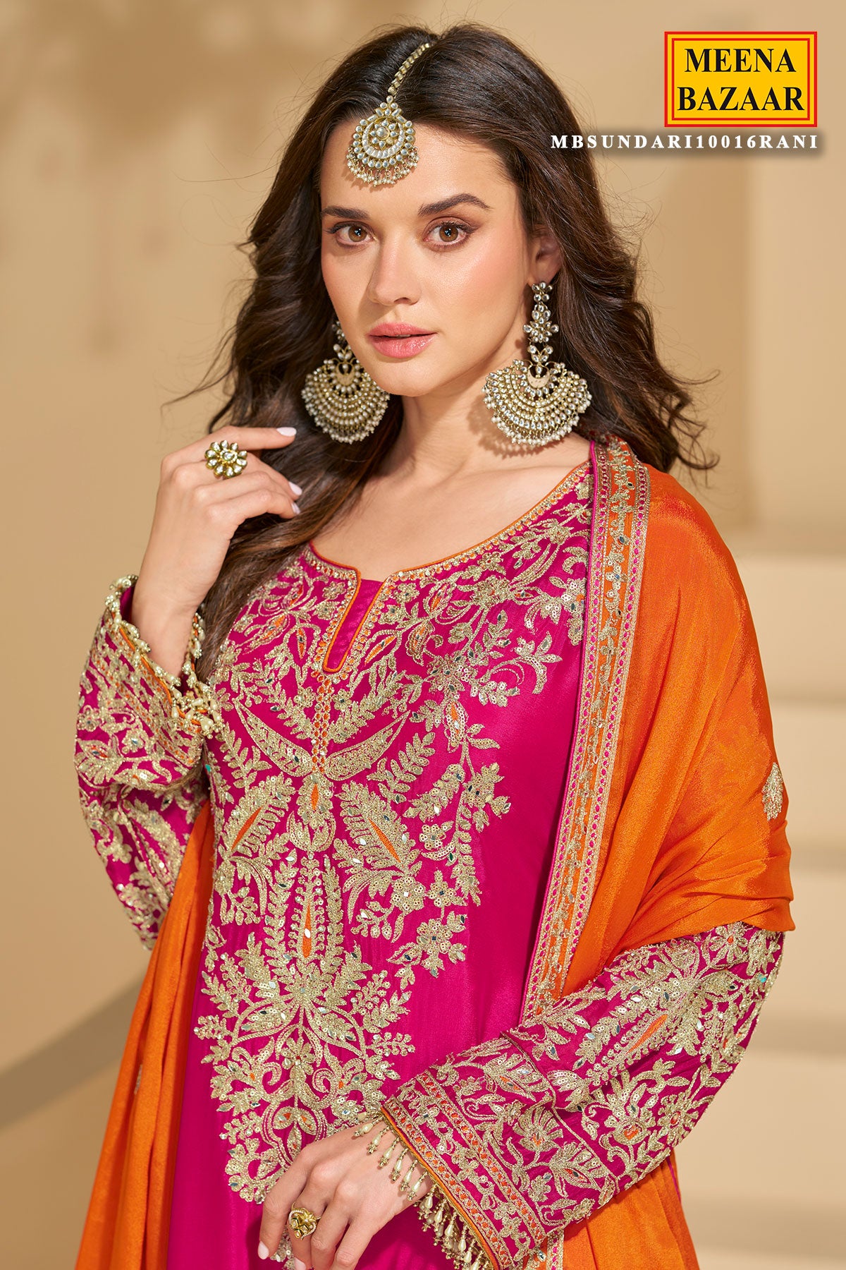 Regal Rani Silk Embroidered Sharara Suit with Mirror Work & Dupatta