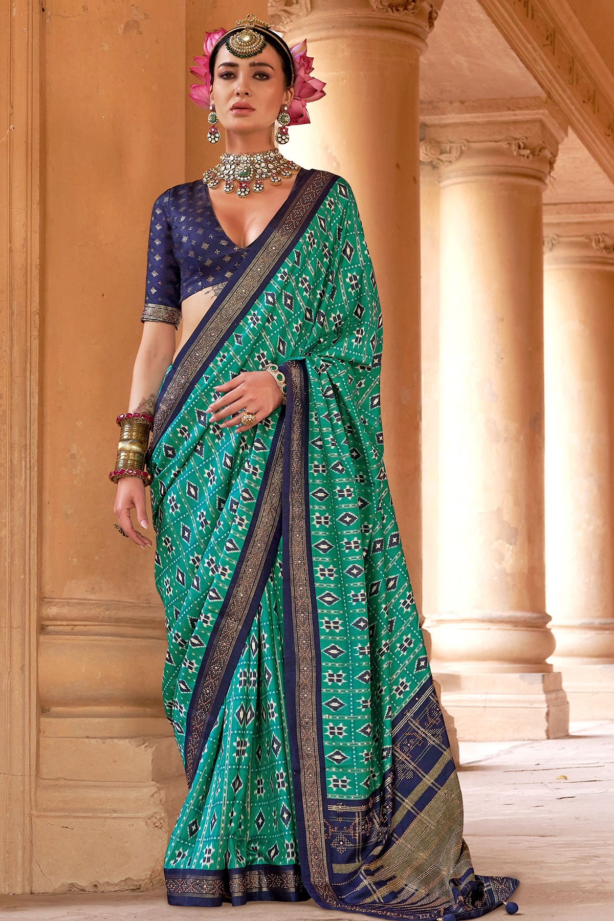 Firozi Silk Weaving Saree Elegant Traditional & Festive Wear