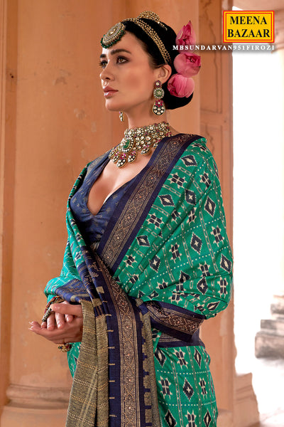 Firozi Silk Weaving Saree Elegant Traditional & Festive Wear