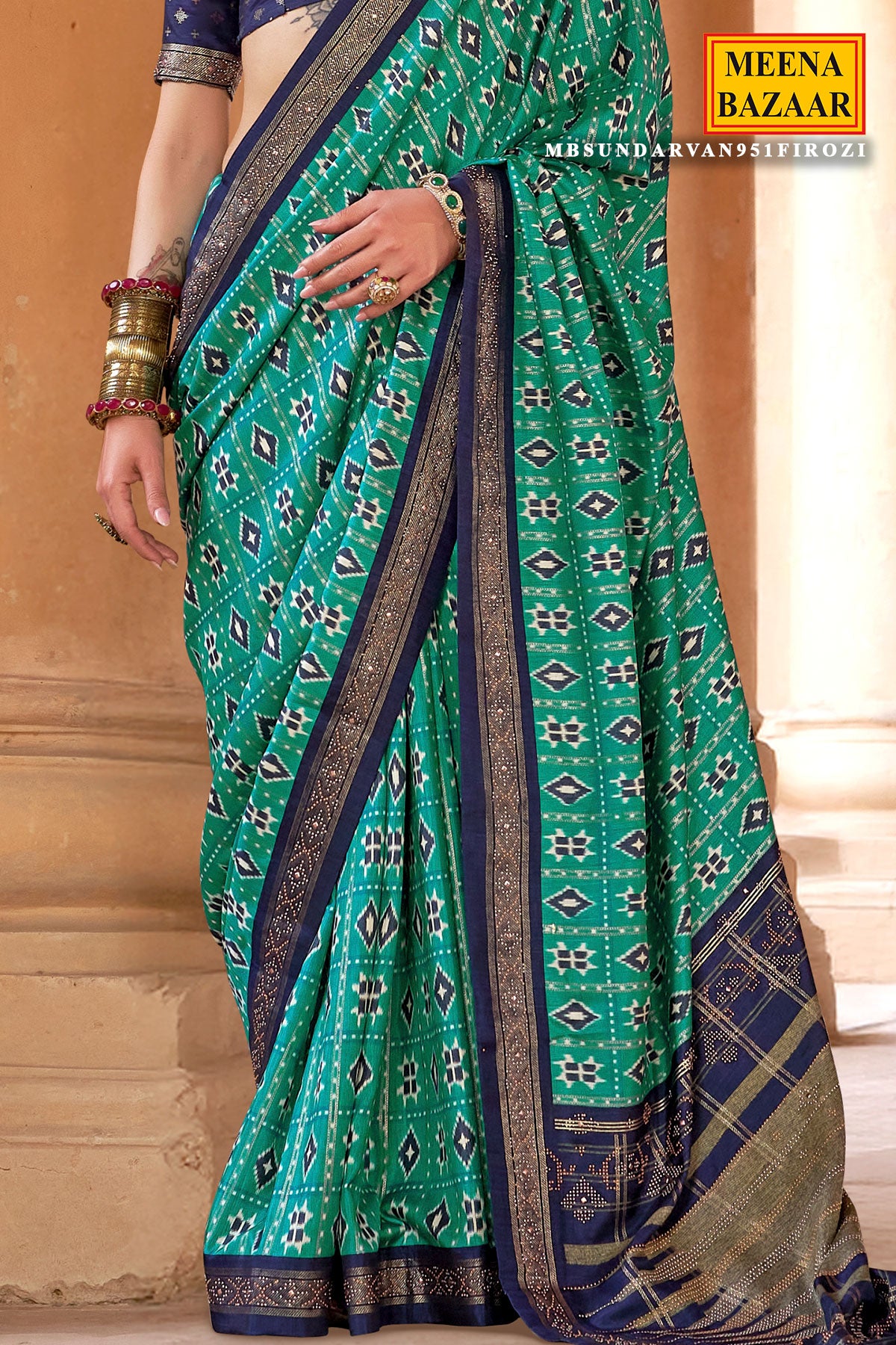Firozi Silk Weaving Saree Elegant Traditional & Festive Wear