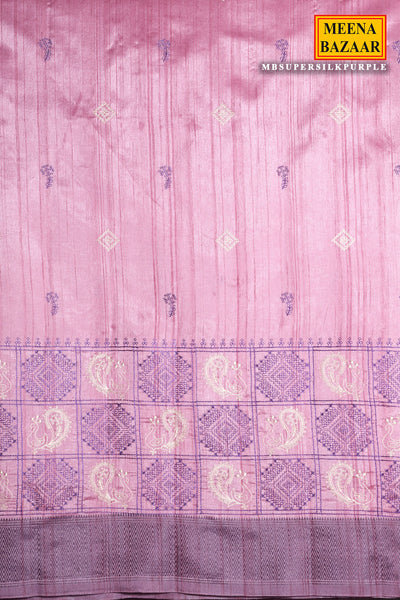Purple Silk Printed Thread Embroidered Saree