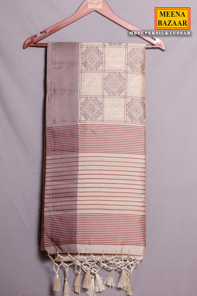 Tussar Silk Printed Thread Embroidered Saree