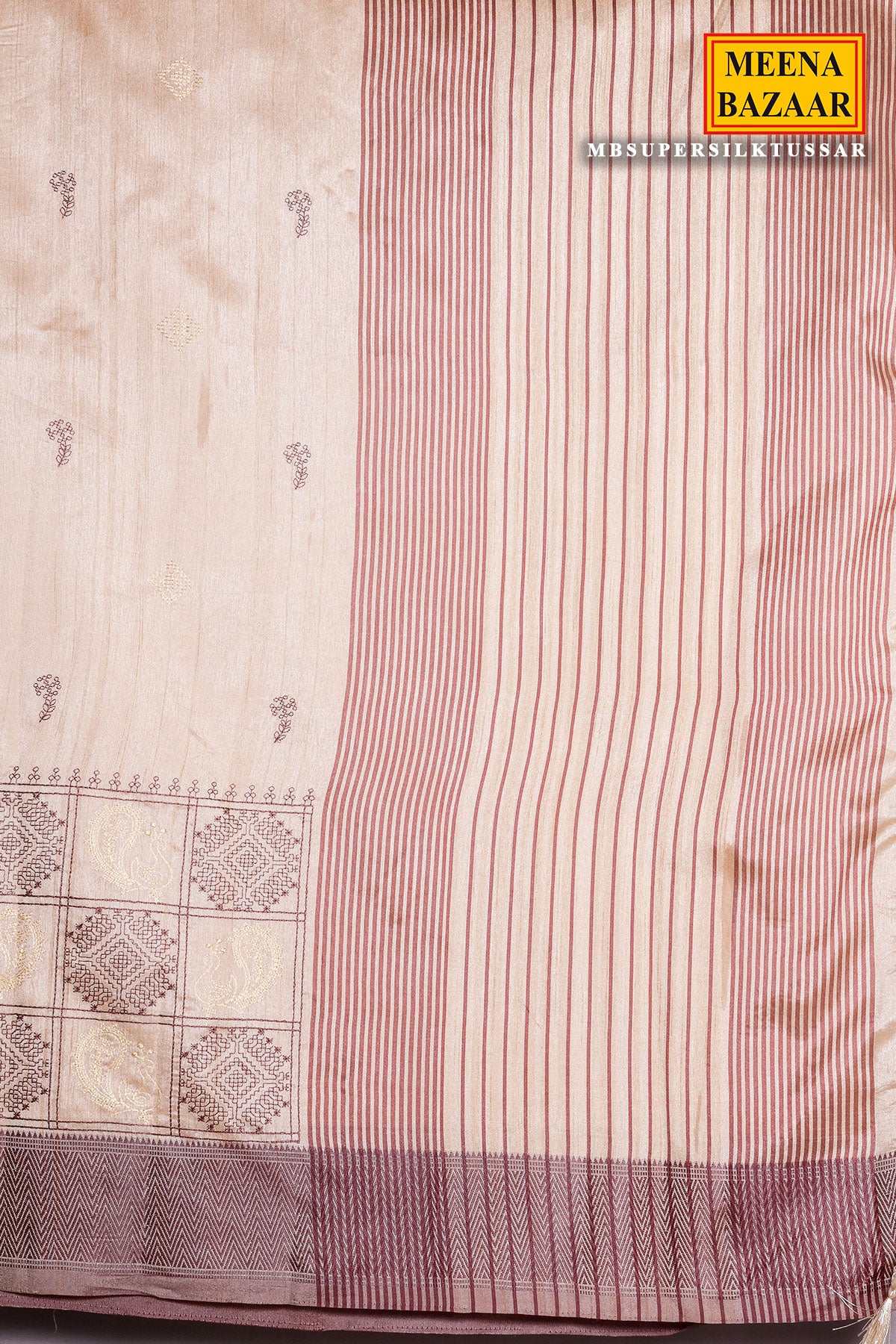 Tussar Silk Printed Thread Embroidered Saree