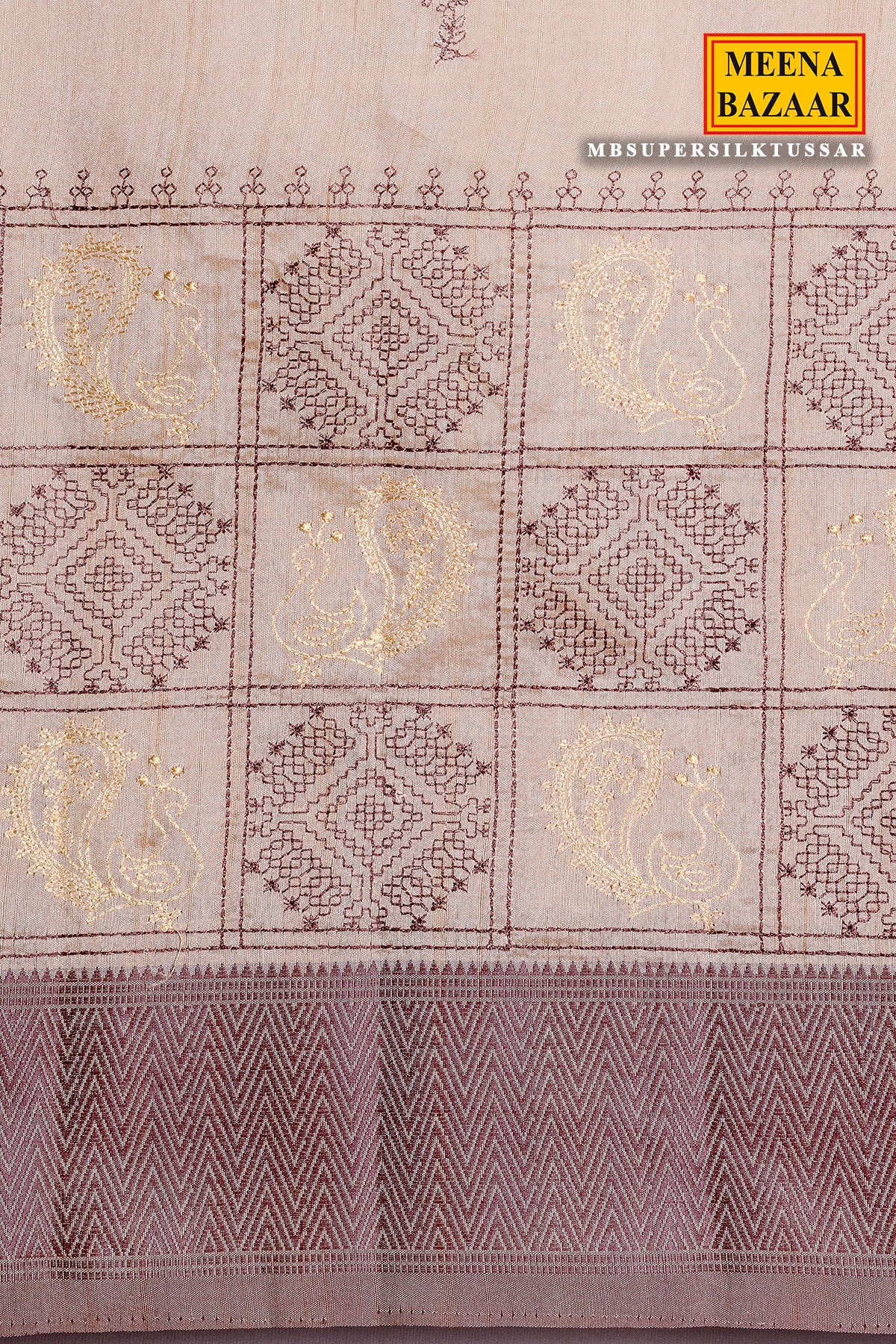 Tussar Silk Printed Thread Embroidered Saree
