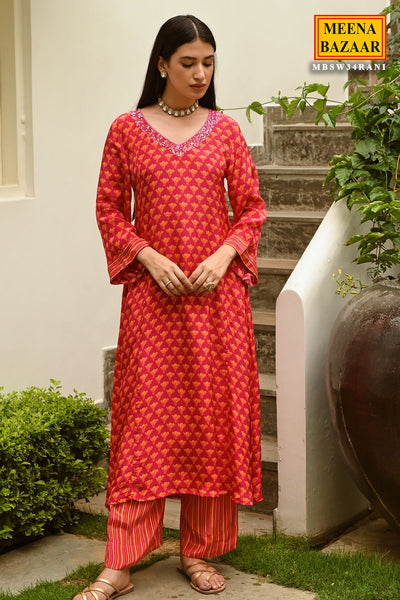 Rani Crepe Floral Printed Neck Embroidered Suit