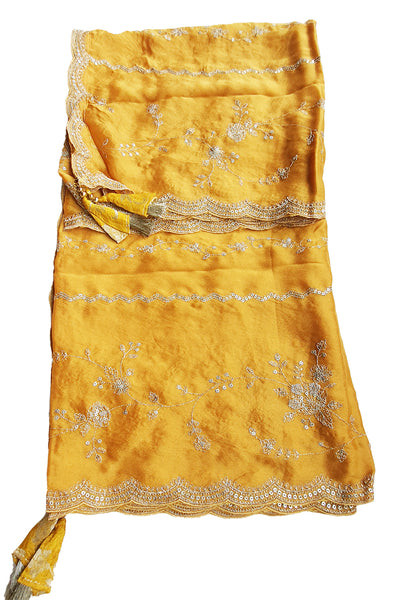 Yellow Dola Silk Zari and Sequins Embroidered Suit Set