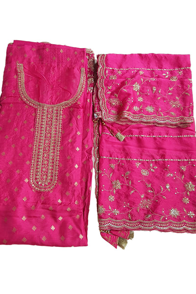 Pink Dola Silk Zari and Sequins Embroidered Suit Set