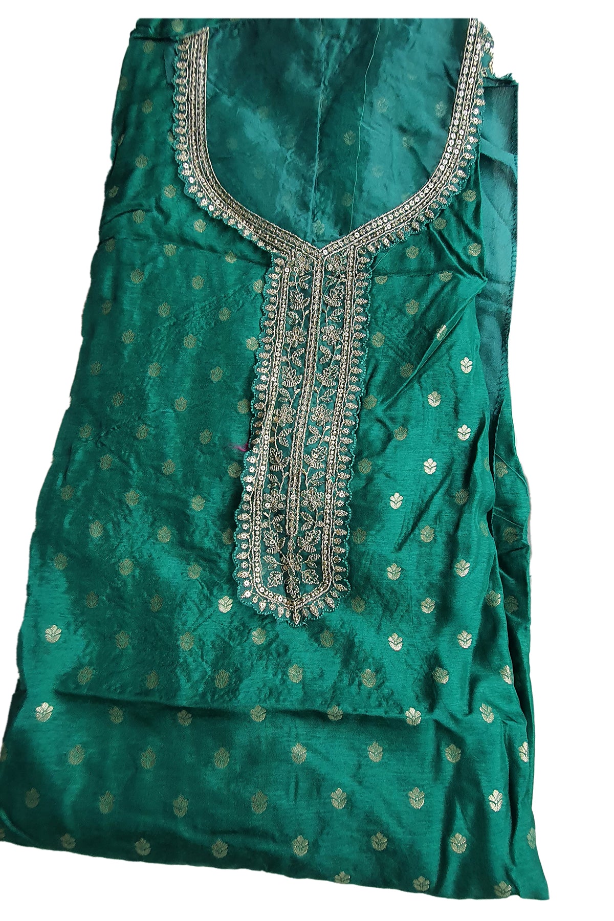 Green Dola Silk Zari and Sequins Embroidered Suit Set