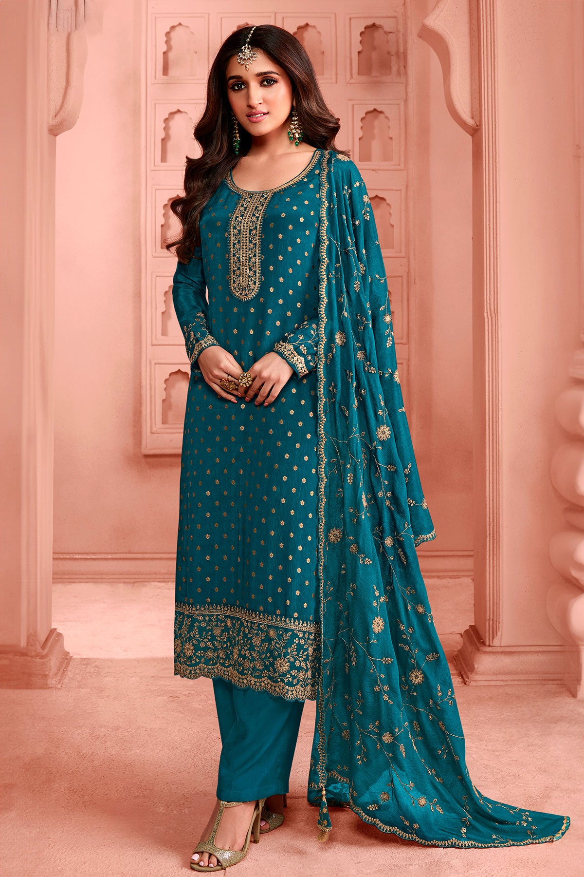 Rama Dola Silk Zari and Sequins Embroidered Suit Set