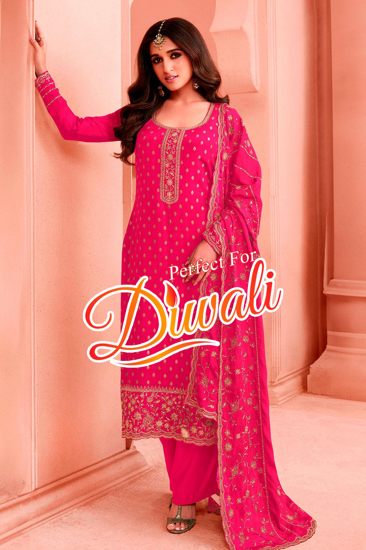 Pink Dola Silk Zari and Sequins Embroidered Suit Set