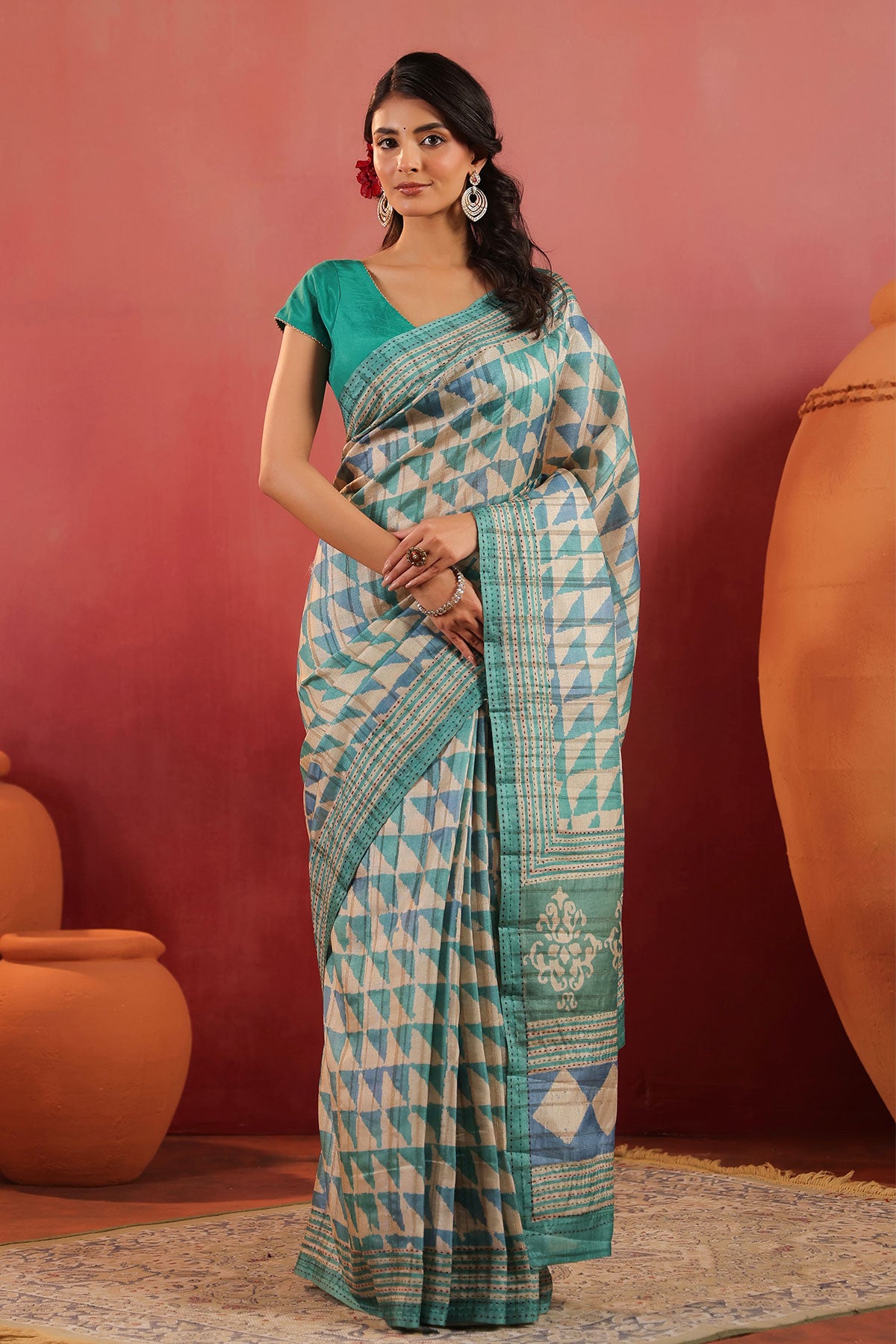 Rama Printed Cotton Saree Lightweight Daily & Office Wear