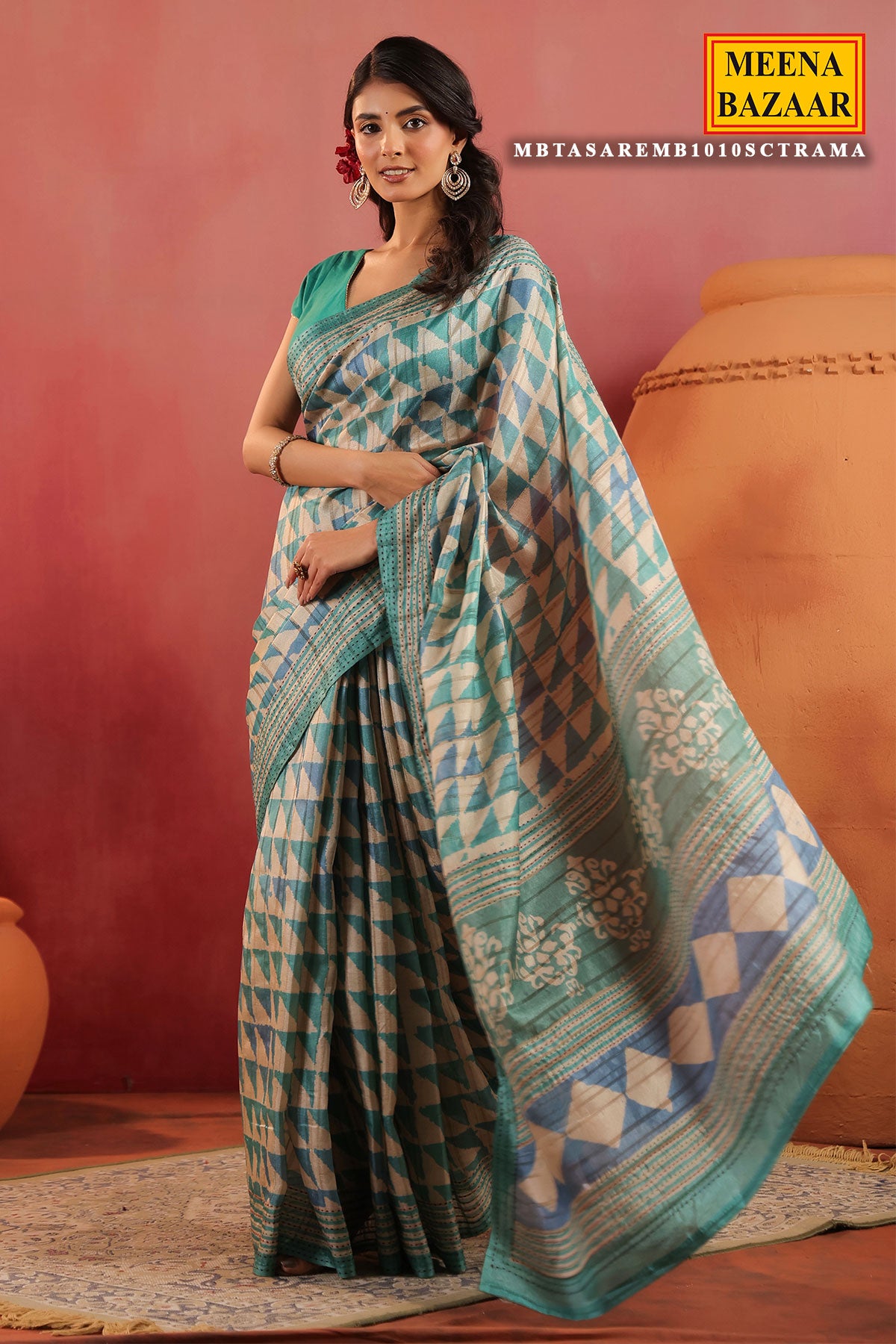 Rama Printed Cotton Saree Lightweight Daily & Office Wear