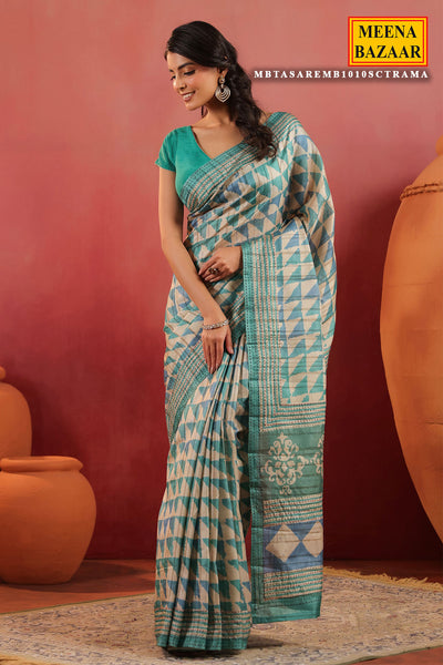 Rama Printed Cotton Saree Lightweight Daily & Office Wear