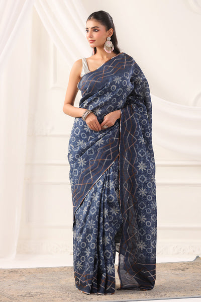 Blue Tasar Embroidered Saree Elegant Festive & Traditional Wear