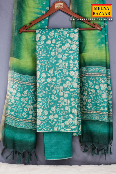 Firozi Tussar Silk Printed Suit Set