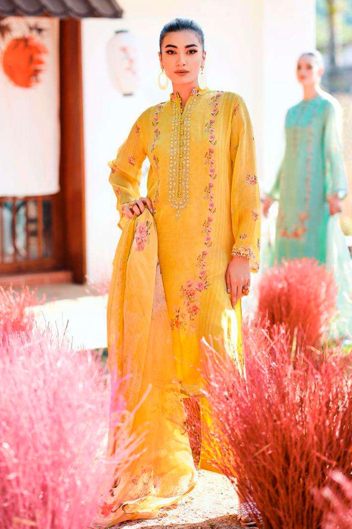 Mustard Crepe Silk Digitally Printed Suit Set