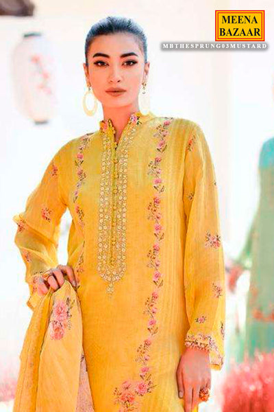 Mustard Crepe Silk Digitally Printed Suit Set