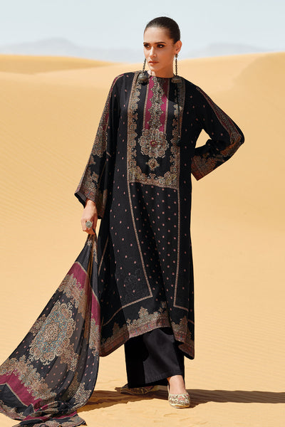 Black Pashmina Printed Sequins and Zari Embroidered Suit Set