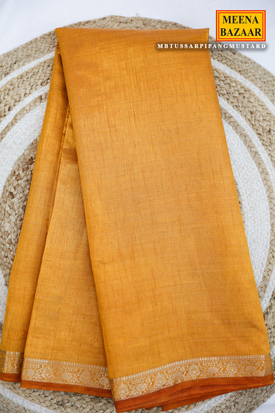 Mustard Silk Blend Zari Weaving Saree