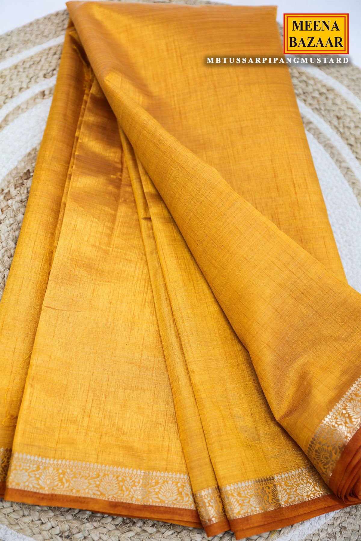 Mustard Silk Blend Zari Weaving Saree