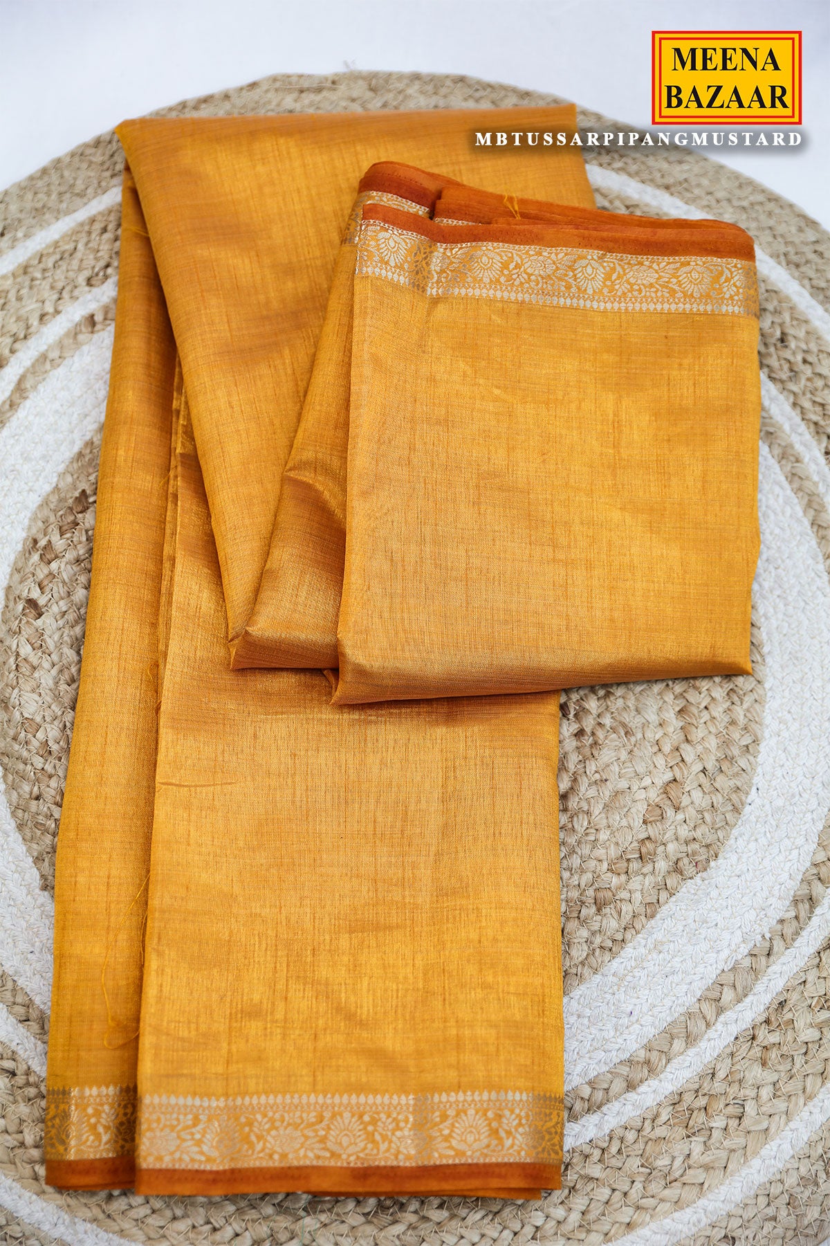 Mustard Silk Blend Zari Weaving Saree