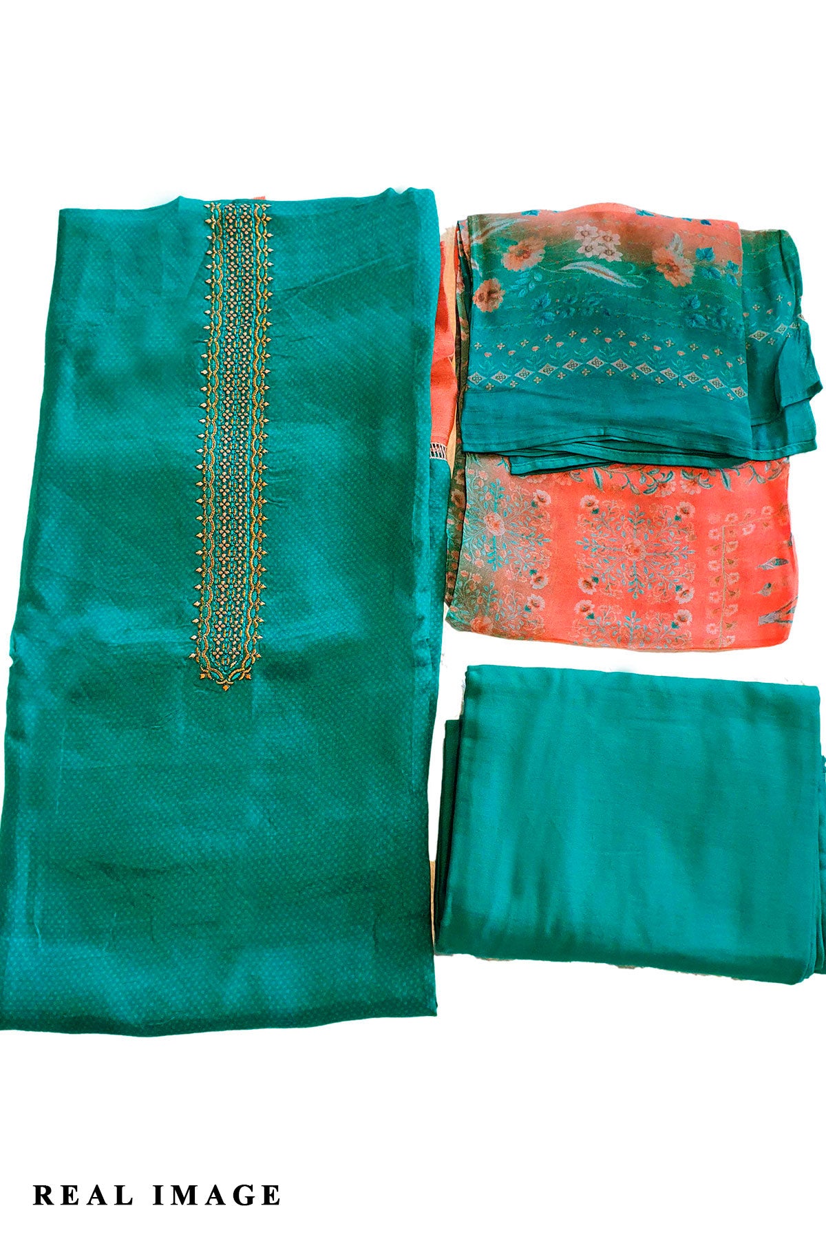 Rama Muslin Neck Embroidered Suit Set