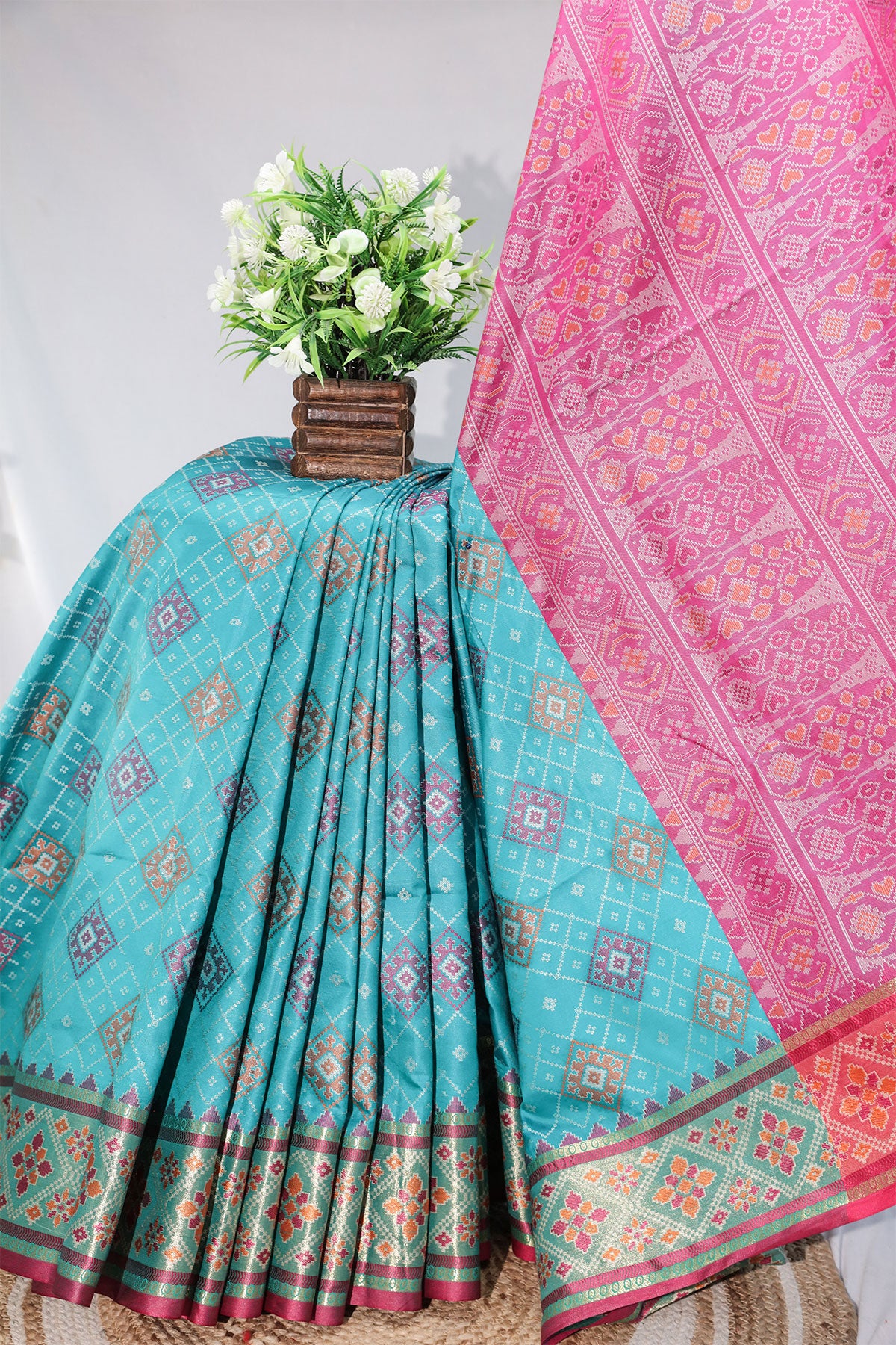 Firozi Silk Weaving Saree Elegant Traditional & Festive Wear