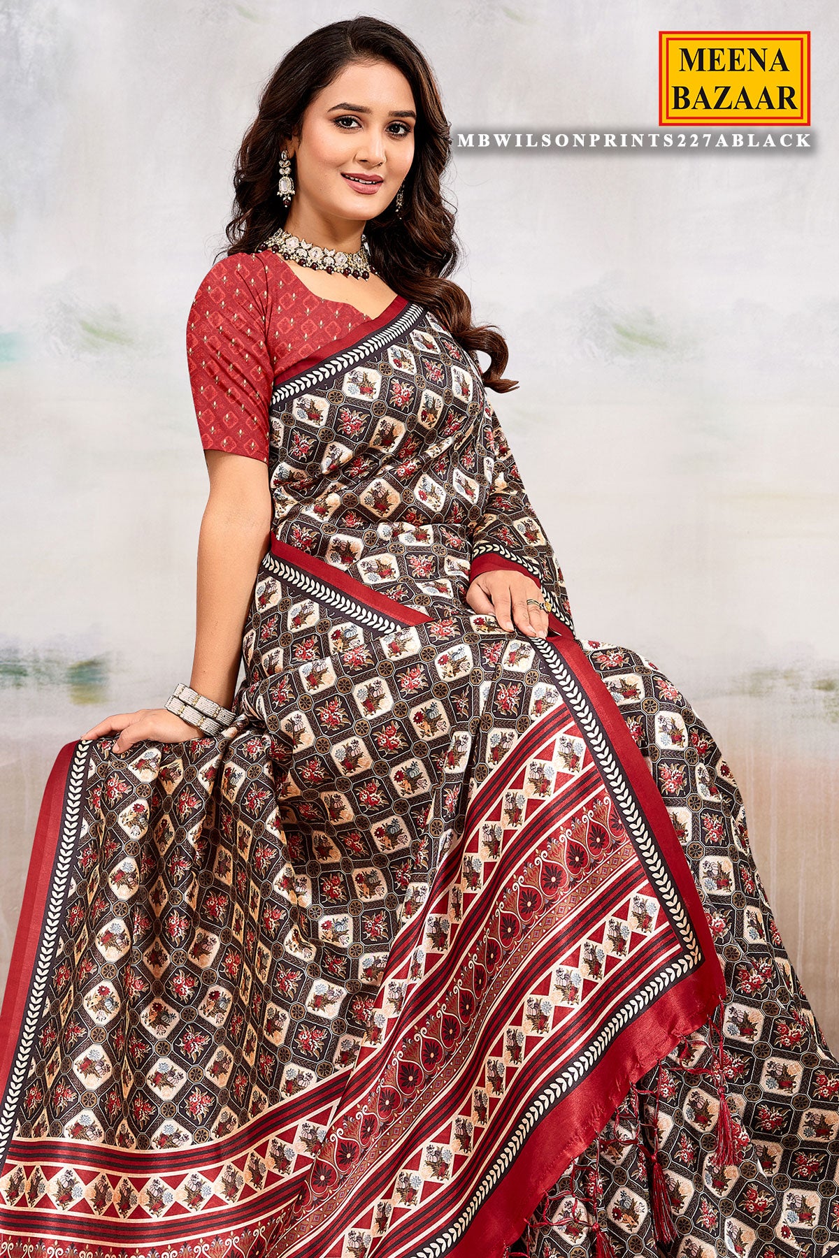 Black Silk Saree with Antique Zari Border