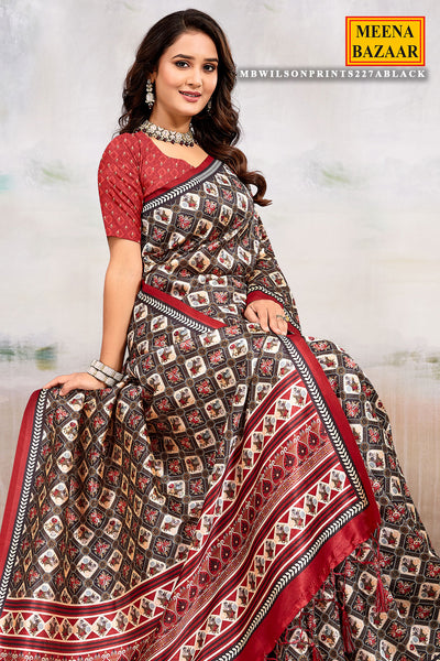 Black Silk Saree with Antique Zari Border