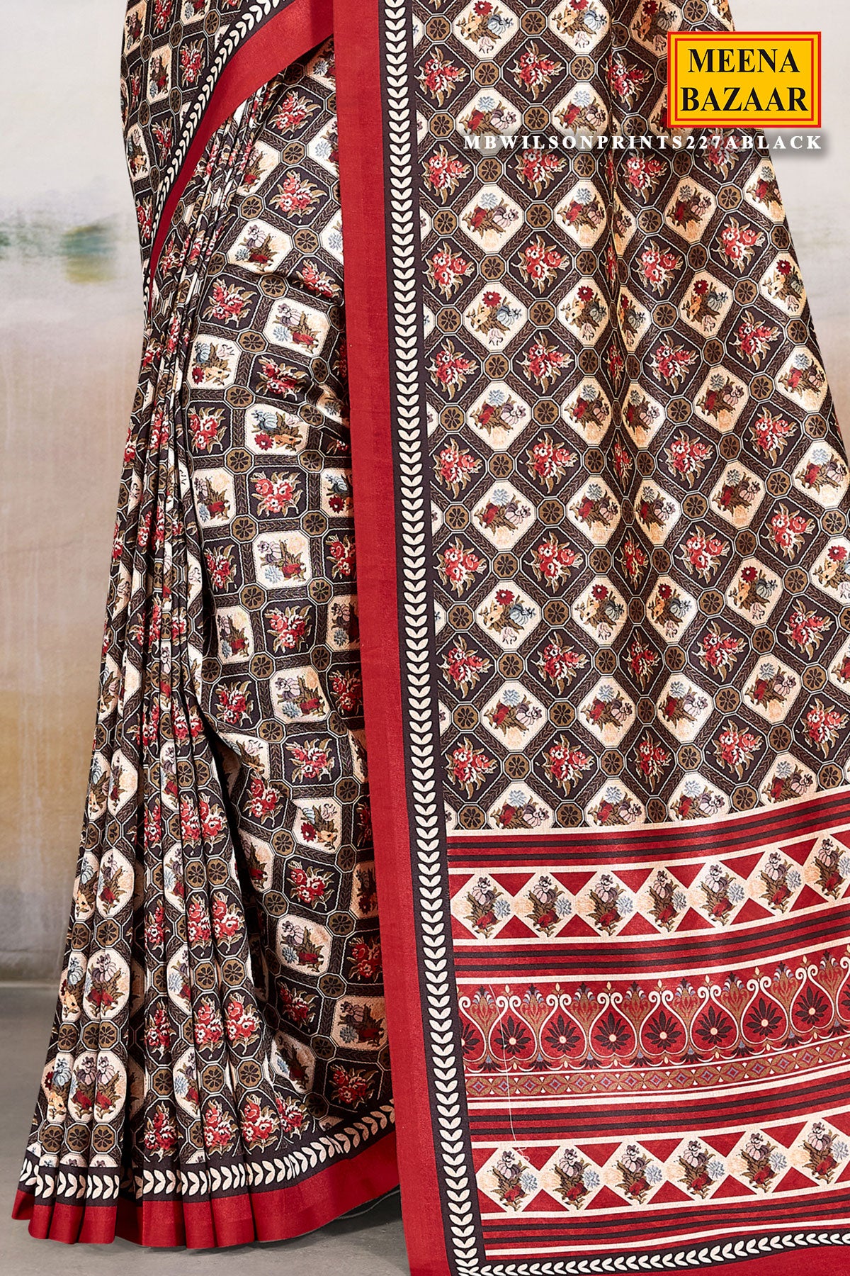 Black Silk Saree with Antique Zari Border