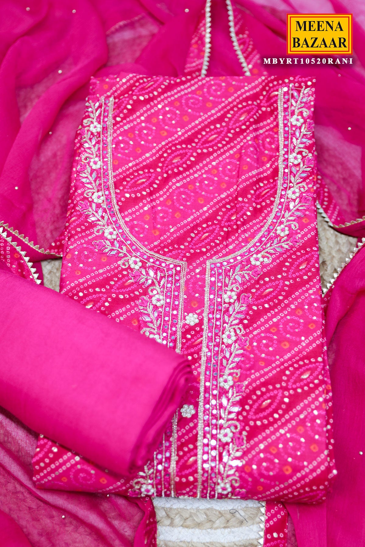 Rani Chanderi Embroidered Unstitched Suit